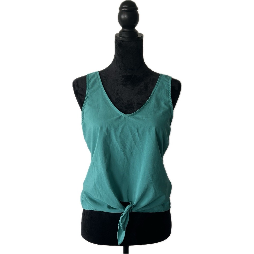 Vintage Lucy Love Front Tie Teal Tank Top with Back Detail Size S
